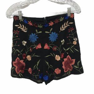 Miss Selfridge Black Embroidered Shorts